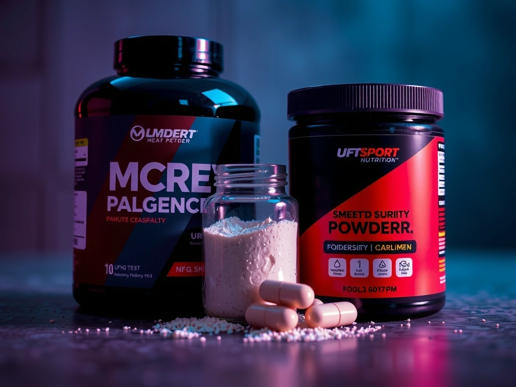 Premium men's sports nutrition powders and capsules